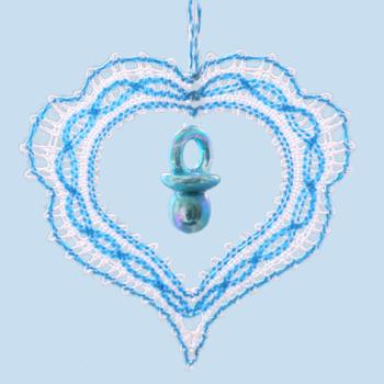 P090 Zubehörset Geschenk-Anhänger „Junge“ - 2 Acryl Schnuller in hellblau